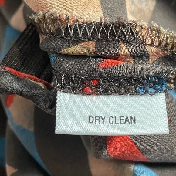 🟢Victor Alfaro 100% Silk Abstract Ruffle Accent Top 8 - Picture 8 of 9